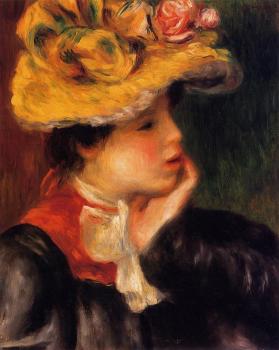 皮埃爾 奧古斯特 雷諾阿 Head of a Young Woman, Yellow Hat